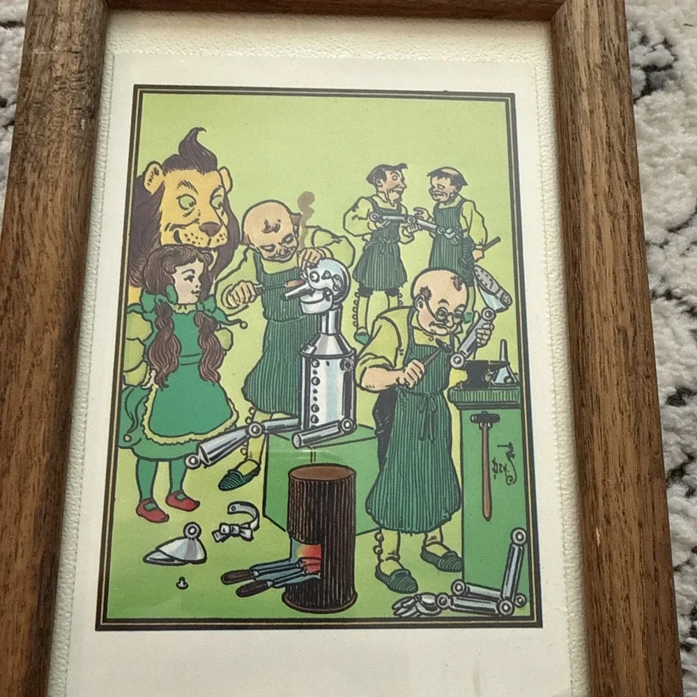 Vintage Real Wood Frame Postcard Wizard Of Oz 1986 5 X 7